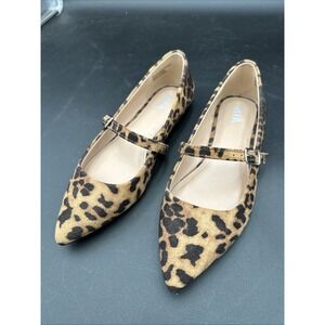 Mia Girl Fionna Leopard Ballerina Pointed Flats Strap Buckle 6 M